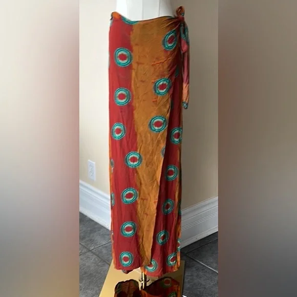 ZARA semi sheer multicoloured pareo pants size small - Picture 6 of 10